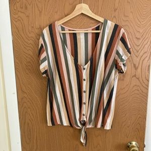 American Eagle Cropped Tie Front Top